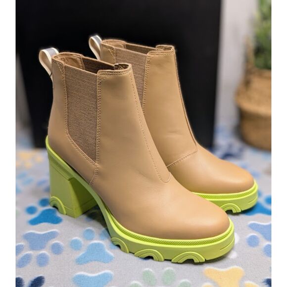 SOREL Brex Waterproof Leather Block Heel Platform Chelsea Boots Women's 9.5 NIB